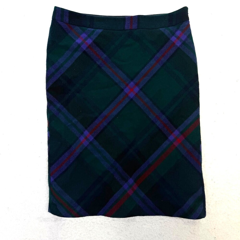 Eddie Bauer Women's Classic Plaid Wool-Blend Midi Skirt Size 8